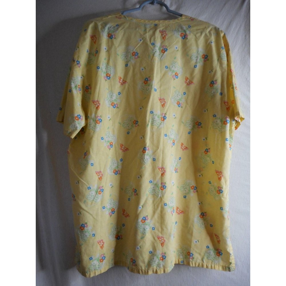 Yellow Green puppies Scrub Top Medical Uniform - Picture 2 of 4